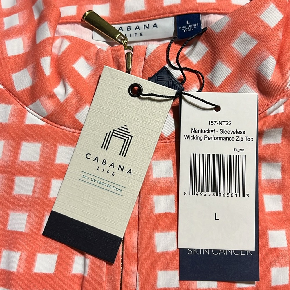 Cabana Life Nantucket Sleeveless Wicking Performance Zip Mock Neck Top NWT - Picture 6 of 9